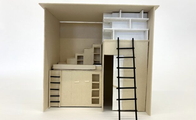 Agencement d’un studio et usage de matériaux recyclés